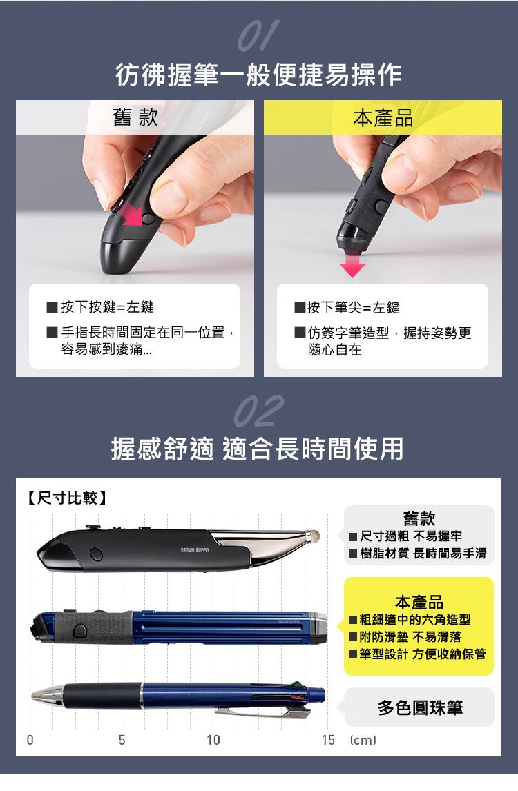 彷彿握筆一般便捷易操作 握感舒適 適合長時間使用
