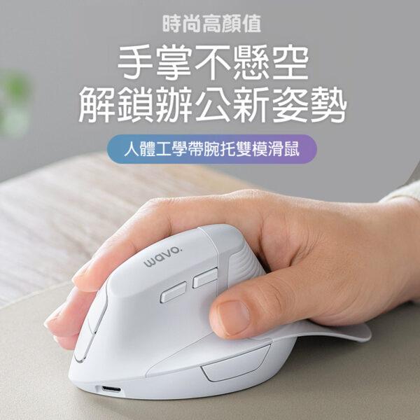 日本Sanwa WAVO 無線藍牙人體工學帶腕托充電靜音滑鼠