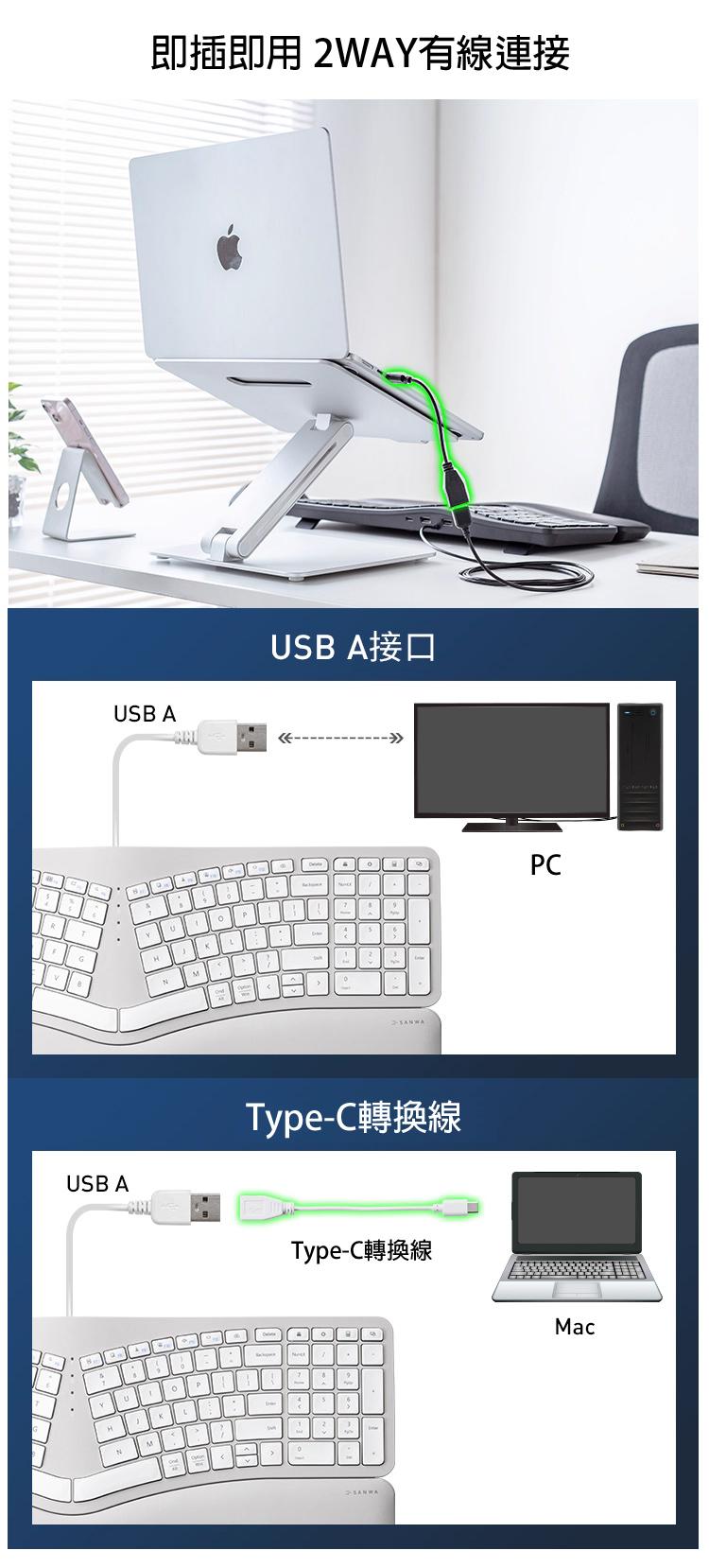 即插即用 2WAY有線連接 Type-C轉換線