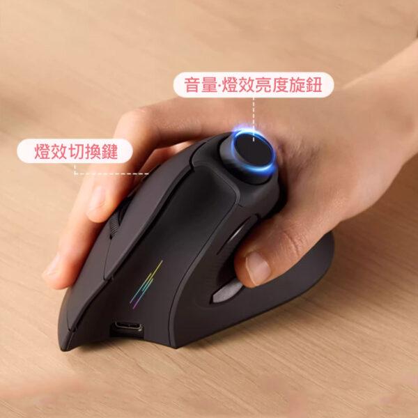 日本Sanwa 雙模直立人體工學旋鈕充電靜音滑鼠