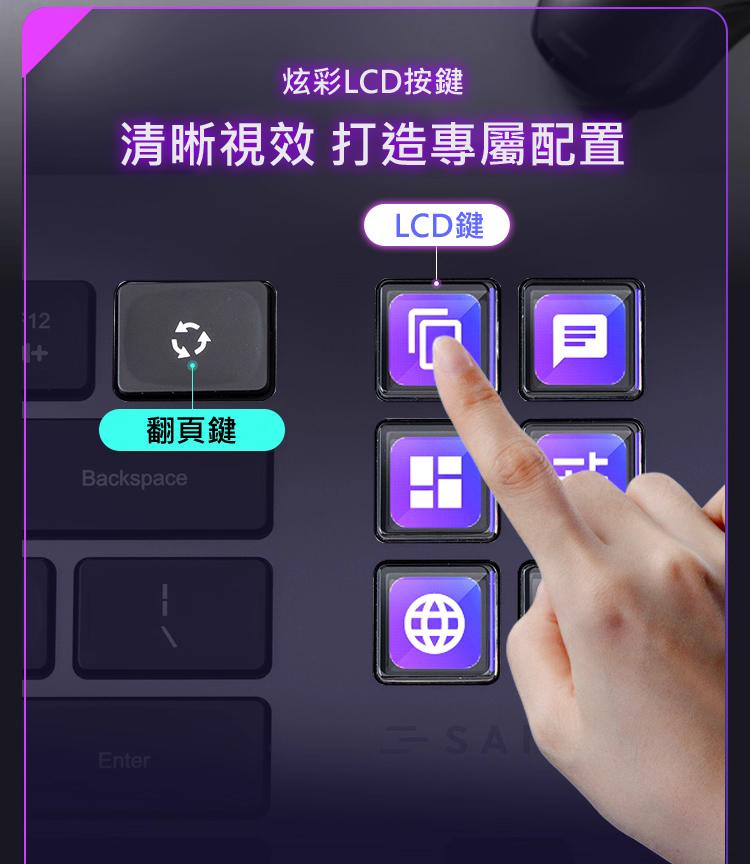 炫彩LCD按鍵 清晰視效 打造專屬配置 LCD鍵 翻頁鍵