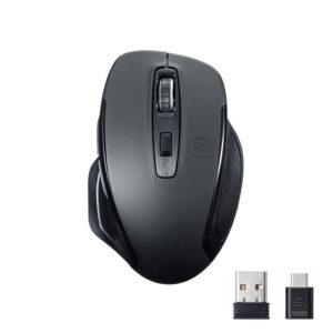 日本Sanwa 3模藍牙+TypeA+TypeC 輕人體工學充電靜音無線滑鼠