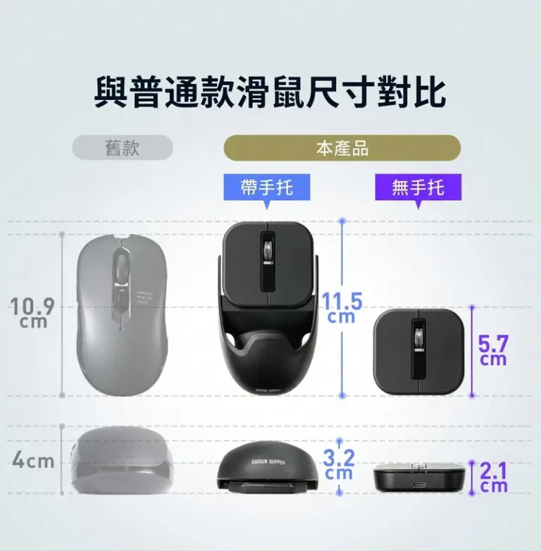 與普通款滑鼠尺寸對比
